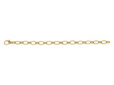 Pulsera Malla Oval Alternada, 20,5 Cm, Oro Amarillo 18k