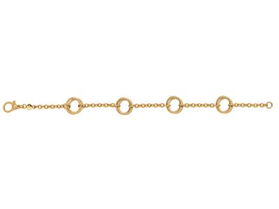 Pulsera 4 Eslabones Crculos Dobles, 20 Cm, Oro Amarillo 18k