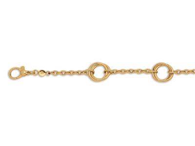 Pulsera De Cadena Alterna 4 Eslabones Dobles En Círculo 20 cm Oro Amarillo 18k - Imagen Estandar - 3