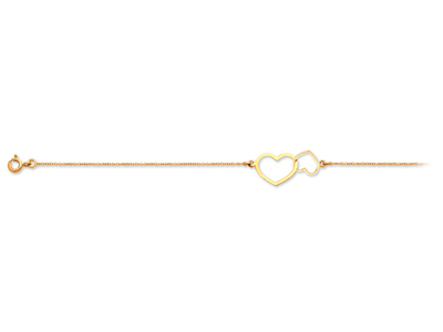 Pulsera De Corazones Ahuecados Dobles 12 X21 mm, 0,7 mm, 16/18 cm, Oroamarillo De 18 K - Imagen Estandar - 1