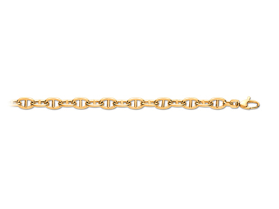 Pulsera De Cadena Marina Ovalada De7mm, 19,50cm, Oro Amarillo De 18 K