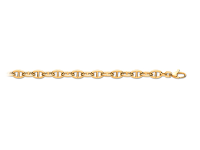 Pulsera Malla Marina Oval 7 Mm, 19,5 Cm, Oro Amarillo 18k - Imagen Estandar - 1