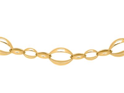 Collar De Malla Ovalada Alternada 16 mm, 46 cm, Oro Amarillo De 18 K - Imagen Estandar - 1