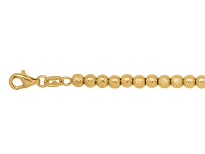 Pulsera Con Bolas Cinceladas 4 Mm, 19 Cm, Oro Amarillo 18k