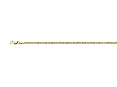 Cadena, Cuerda Hueca 2,1 Mm, 40 Cm, Oro Amarillo 18k