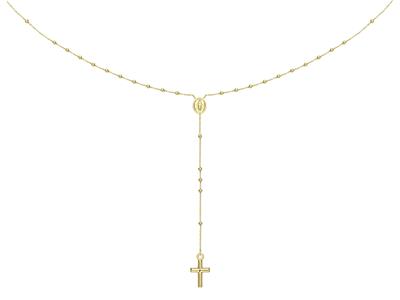 Rosario Bolas 1,80 MM Cruz Y Virgen Milagrosa, 55 Cm, Oro Amarillo 18k