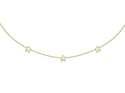 Collar Estrellas Caladas, 45 Cm, Oro Amarillo 18k