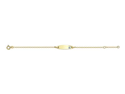 Identidad Bebé Malla Forçat Transparente, Placa Oval, 14 Cm, Oro Amarillo 18k