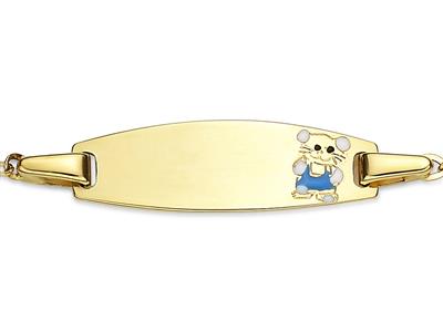 Identidad Del Beb{ De Cadena Forzada Ligera, Placa Ovalada, 14 cm, Oroamarillo De 18 Quilates - Imagen Estandar - 2