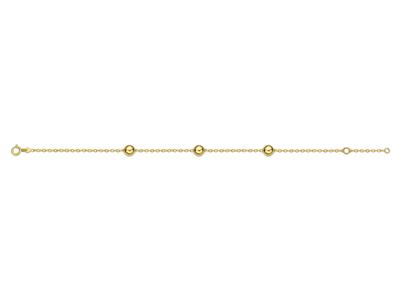 Pulsera 3 Bolas 6 Mm, Cadena Forçat Espejo, 17/19 Cm, Oro Amarillo 18k - Imagen Estandar - 1