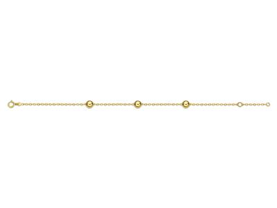Pulsera 3 Bolas 6 Mm, Cadena Forçat Espejo, 17/19 Cm, Oro Amarillo 18k - Imagen Estandar - 1
