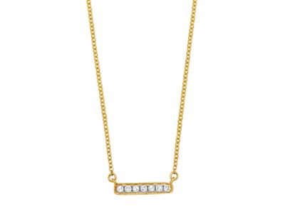 Collar Barrette, Diamantes 0,05ct, Cadena Forçat Redonda, 42-44-45 Cm, Oro Amarillo 18k