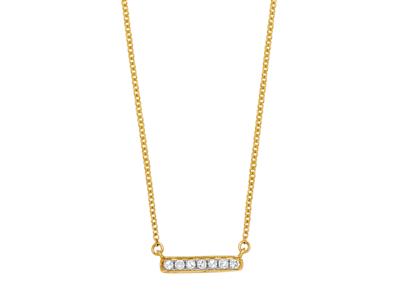 Collar Barrette, Diamantes De 0,05 Ct, Cadena Forzada Redonda, 42-44-45 Cm, Oro Amarillo De 18 K