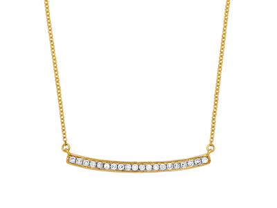 Collar Barra De Diamantes 0,12ct, Cadena Forçat Redonda, 42-44-45 Cm, Oro Amarillo 18k