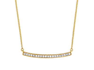 Collar Con Pasador De Diamantes De 0,12 Ct, Cadena Forzada Redonda, 42-44-45 cm, Oro Amarillo De 18 K - Imagen Estandar - 1