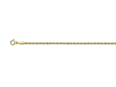 Cadena, Cuerda Hueca 2,2 Mm, 42 Cm, Oro Amarillo 18k