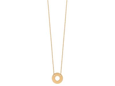 Collar Con Un Disco Perforado En Cadena, 42-45 Cm, Oro Amarillo De 18 Quilates - Imagen Estandar - 1