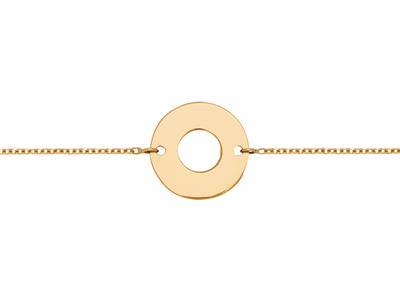 Pulsera Con Disco Perforado Y Cadena, 17-19 cm, Oro Amarillo De 18 Quilates - Imagen Estandar - 1