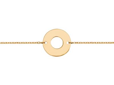 Pulsera Disco Perforado En Cadena, 17-19 Cm, Oro Amarillo 18k