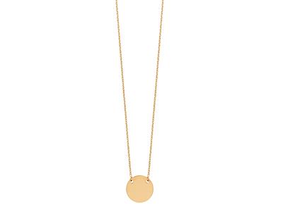Collar Con Pastilla Perforada Sobrecadena, 45 cm, Oro Amarillo De 18 Quilates - Imagen Estandar - 1