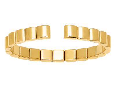 Brazalete Abierto, Patrones De Cubos 7 mm, 60 X 48 mm, Oro Amarillo De18 K - Imagen Estandar - 1