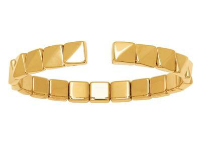 Brazalete Abierto, Motivos Piramidales 7 mm, 60 X 48 mm, Oro Amarillo De 18 K - Imagen Estandar - 1
