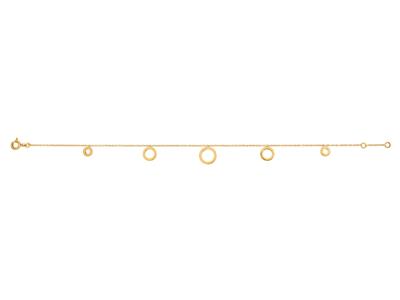 Pulsera Redonda De Cadena Forçat Con 5 Crculos Que Caen, 17-18 Cm, Oro Amarillo De 18 Quilates