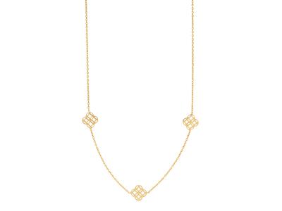 Collar, Cadena Forçat Redonda, 3 Crculos Entrelazados, 38-40 Cm, Oro Amarillo 18k