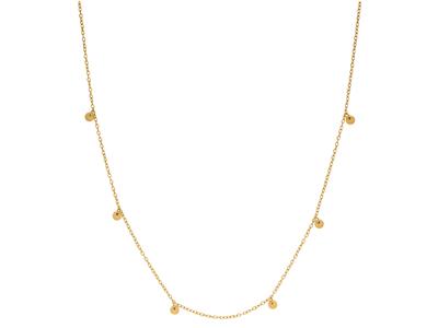 Collar De Cadena Redonda Forzada, 6pastillas, 40-42 cm, Oro Amarillo De 18 Quilates - Imagen Estandar - 1