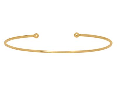 Pulsera Calada Maciza, Alambre Redondo 1,50 Mm, 2 Bolas 3 Mm, 46 X 62 Mm, Oro Amarillo 18k