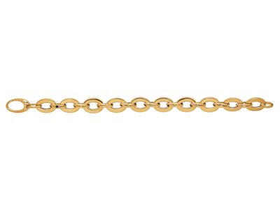 Pulsera De Malla Ovalada Hueca 11 Mm, 19 Cm, Oro Amarillo 18k