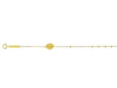 Pulsera Rosario Con Cadena Cruz Y Virgen Milagrosa, 20 Cm, Oro Amarillo 18k - Imagen Estandar - 2