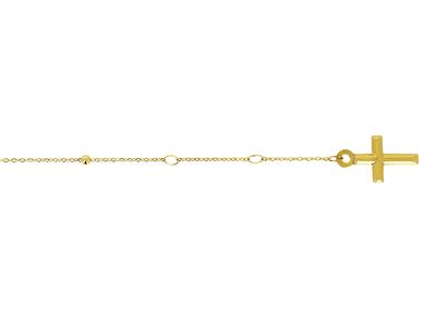 Pulsera Rosario Con Cadena Cruz Y Virgen Milagrosa, 20 Cm, Oro Amarillo 18k - Imagen Estandar - 3