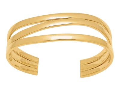 Pulsera Brazalete Con 3 Tubos Cuadrados En Forma De Ola De 20 Mm, 60 Mm, Oro Amarillo De 18 Quilates