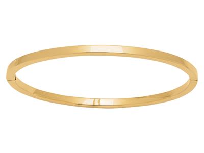 Brazalete Rgido Con Bisagra, Alambre Cuadrado Slido De 3mm, 60 X 50mm, Oro Amarillo De 18 K