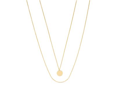 Collar, Doble Gama Tubo Y Pastilla, 42-44 Cm, Oro Amarillo 18k - Imagen Estandar - 1