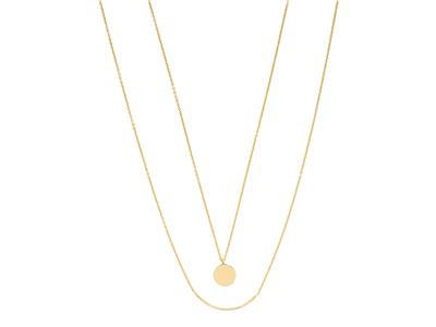 Collar De Doble Hilera De Tubos Y Pastillas, 42-44 cm, Oro Amarillo De18 K - Imagen Estandar - 1