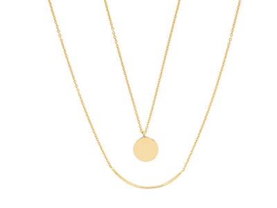 Collar, Doble Gama Tubo Y Pastilla, 42-44 Cm, Oro Amarillo 18k - Imagen Estandar - 2