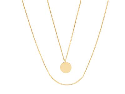 Collar De Doble Hilera De Tubos Y Pastillas, 42-44 cm, Oro Amarillo De18 K - Imagen Estandar - 2