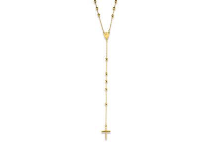 Collar Rosario Bolas 3 Mm, Virgen Mara, 62  12 Cm, Oro Amarillo 18k