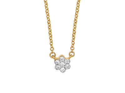 Collar Solitaire Flower, Diamantes 0,04ct, 42-44-45 Cm, Oro Amarillo 18k