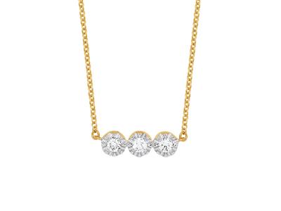 Collar Con 3 Pastillas Engastadas Ilusin, Diamantes De 0,10 Ct, 42-44-45cm, Oro Amarillo De 18 K