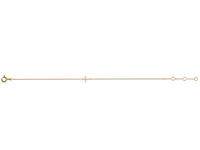 Pulsera Con Cruz En Cadena, Diamantes 0,04 Ct, 15-17-18 cm, Oro Amarillo De 18 K - Imagen Estandar - 3