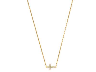 Collar Cruz En Cadena, Diamantes 0,04ct, 38-40 Cm, Oro Amarillo 18k - Imagen Estandar - 3