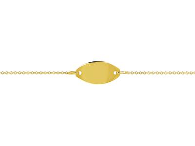 Baby Identity Forçat Malla Redonda 1 Mm, Placa Oval 16 X 9 Mm, 12/14 Cm, Oro Amarillo 18k - Imagen Estandar - 2