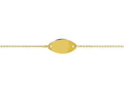 Baby Identity Forçat Malla Redonda 1 Mm, Placa Oval 16 X 9 Mm, 12/14 Cm, Oro Amarillo 18k - Imagen Estandar - 2