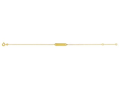 Junior Identity Forçat Malla Redonda 1 Mm, Placa Rectangular 19 X 4 Mm, 1618 Cm, Oro Amarillo 18k