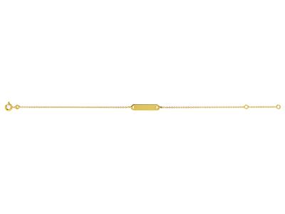 Junior Identity Forçat Malla Redonda 1 Mm, Placa Rectangular 19 X 4 Mm, 1618 Cm, Oro Amarillo 18k