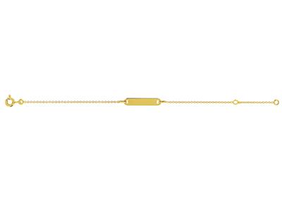 Identidad Junior Forçat Malla Redonda 1 Mm, Placa Rectangular 19 X 4 Mm, 16-18 Cm, Oro Amarillo 18k