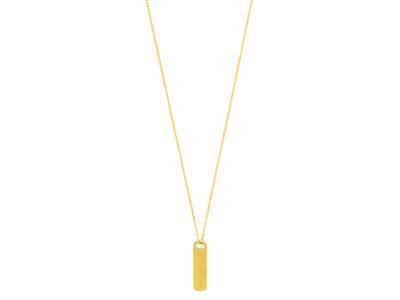 Collar De Cadena Con Colgante De Placa Rectangular, 42 cm, Oro Amarillo De 18 Quilates - Imagen Estandar - 1
